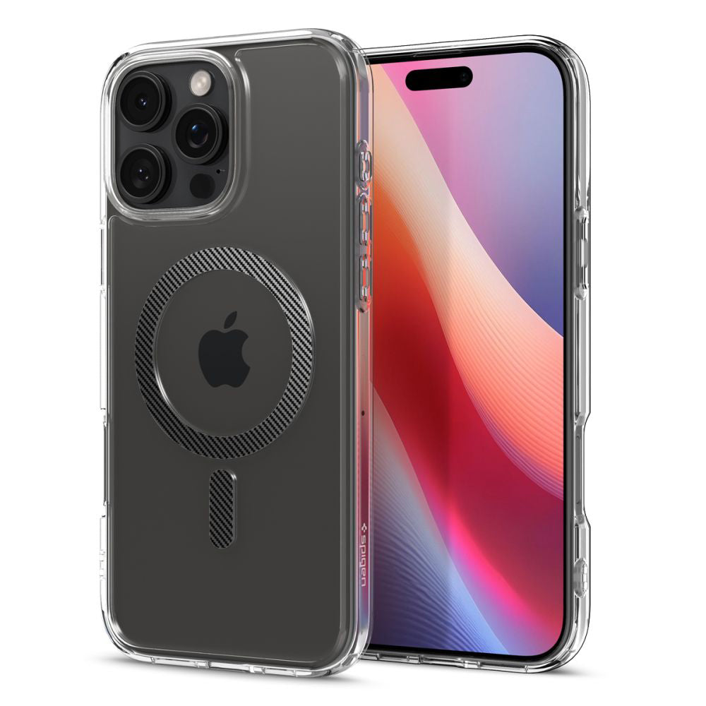 Coque MagSafe pour Apple iPhone 16 Pro, Spigen, Ultra Hybrid Carbon, Gris ACS08131