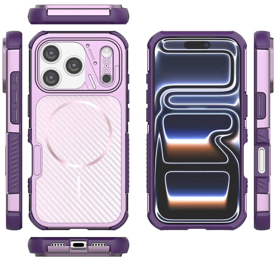 Coque MagSafe pour Apple iPhone 18 Pro Max / 17 Pro Max, OEM, Protection en carbone et aux coins, Violet