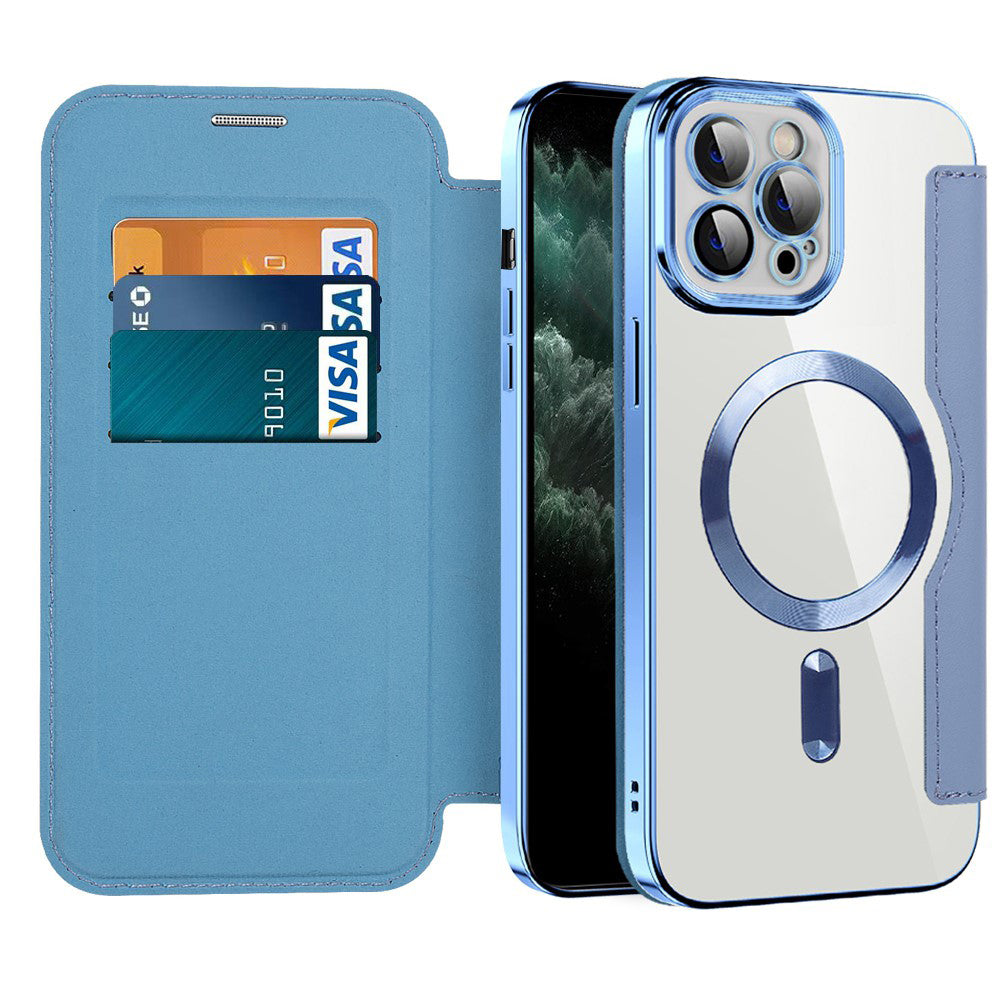 Coque MagSafe pour Apple iPhone 11 Pro Max, Techsuit, SmartMag Book, Bleu