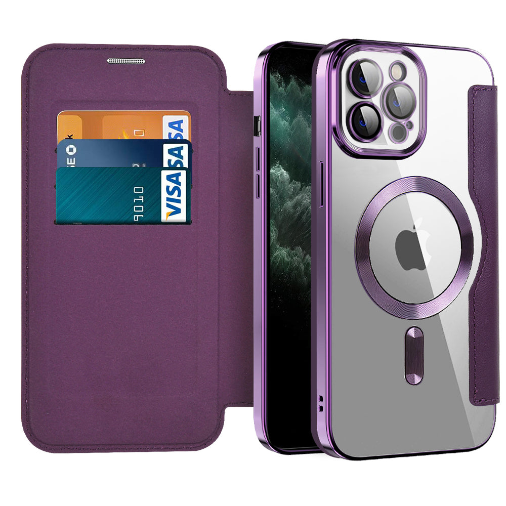 Coque MagSafe pour Apple iPhone 11 Pro Max, Techsuit, SmartMag Book, Violet