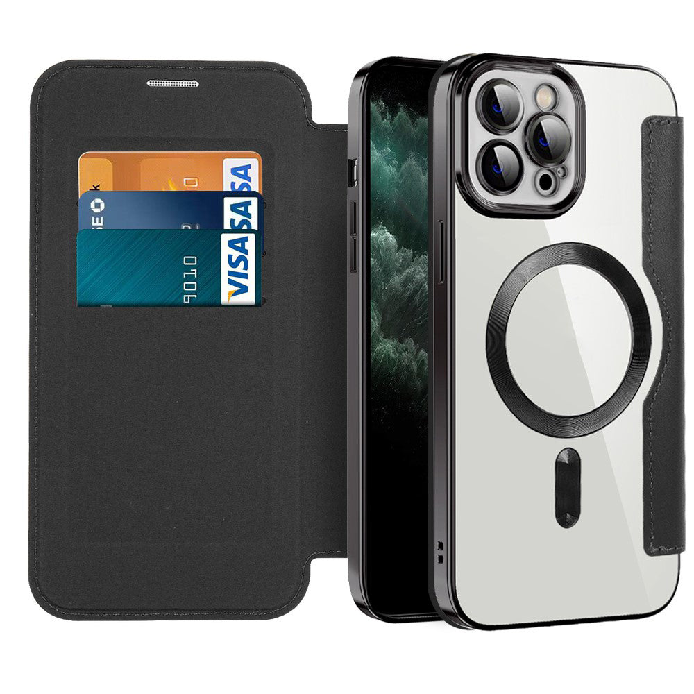 Coque MagSafe pour Apple iPhone 11 Pro Max, Techsuit, SmartMag Book, Noire