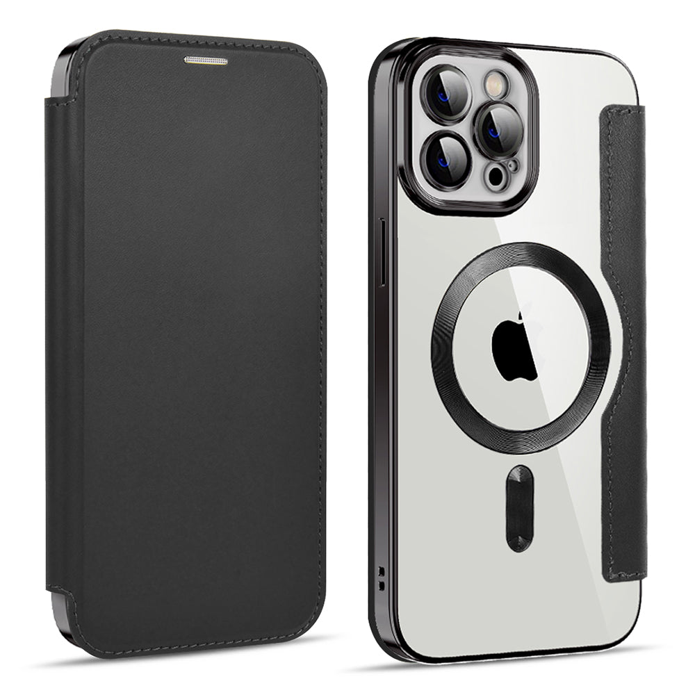 Coque MagSafe pour Apple iPhone 11 Pro Max, Techsuit, SmartMag Book, Noire