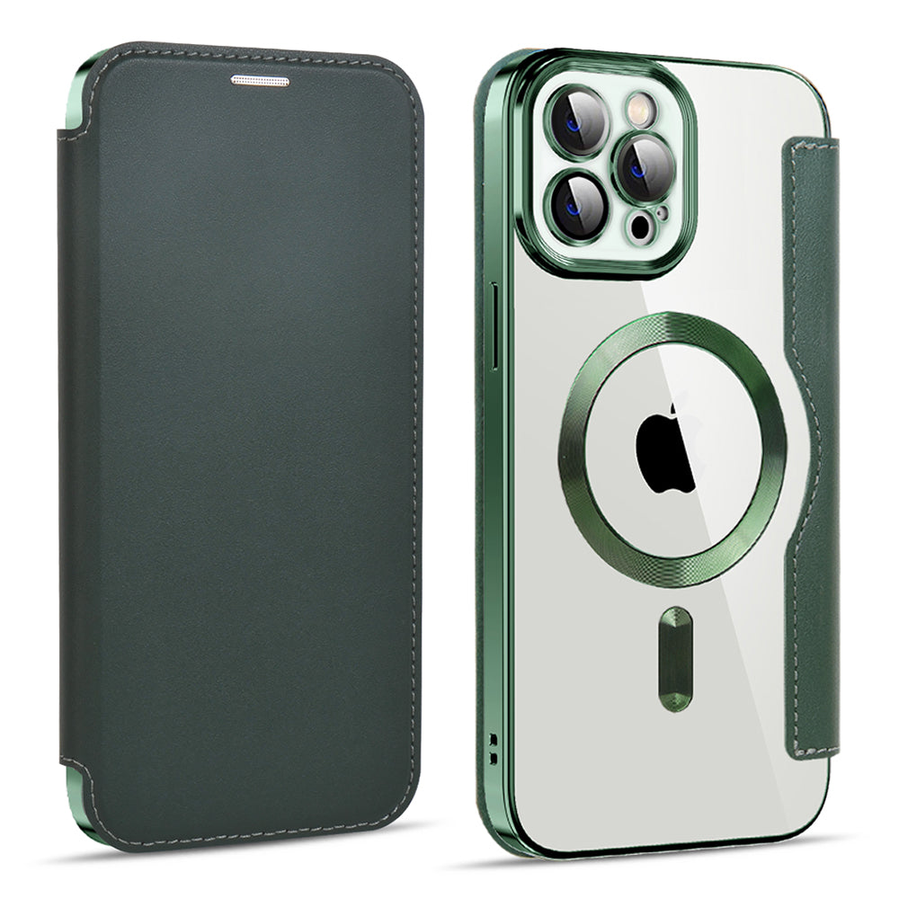 Coque MagSafe pour Apple iPhone 11 Pro Max, Techsuit, SmartMag Book, Vert