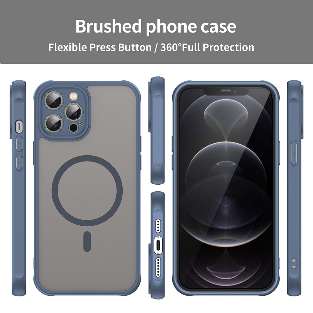 Coque MagSafe pour Apple iPhone 12 Pro Max, Techsuit, HaloFrost II, Bleu marine