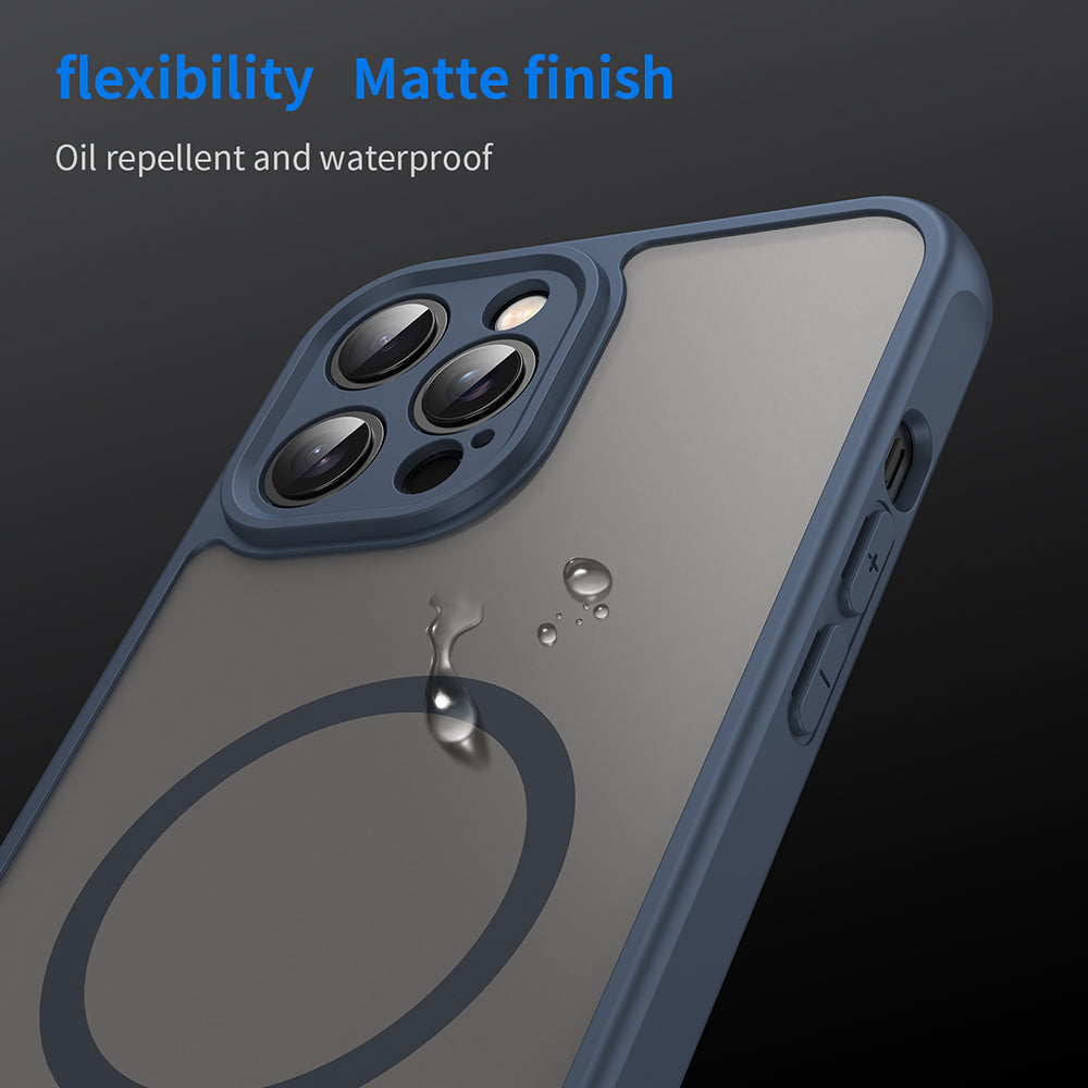 Coque MagSafe pour Apple iPhone 12 Pro Max, Techsuit, HaloFrost II, Bleu marine