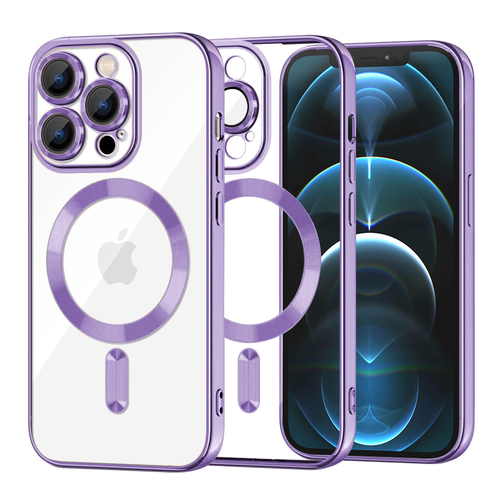 Coque MagSafe pour Apple iPhone 12 Pro Max, Techsuit, Luxury Crystal, Violet Clair