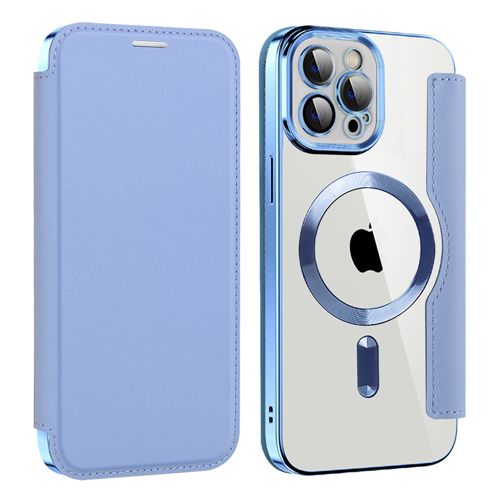 Coque MagSafe pour Apple iPhone 12 Pro Max, Techsuit, SmartMag Book, Bleu