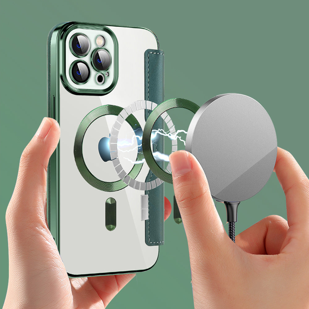 Coque MagSafe pour Apple iPhone 12 Pro Max, Techsuit, SmartMag Book, Vert