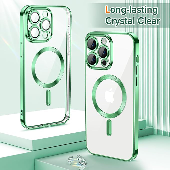 Coque MagSafe pour Apple iPhone 12 Pro, Techsuit, Luxury Crystal, Vert Clair