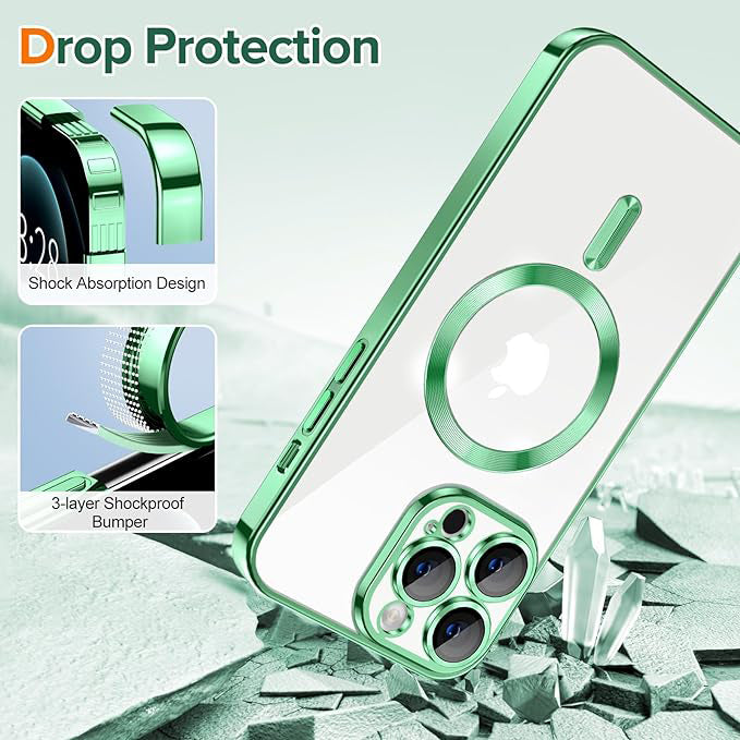 Coque MagSafe pour Apple iPhone 12 Pro, Techsuit, Luxury Crystal, Vert Clair