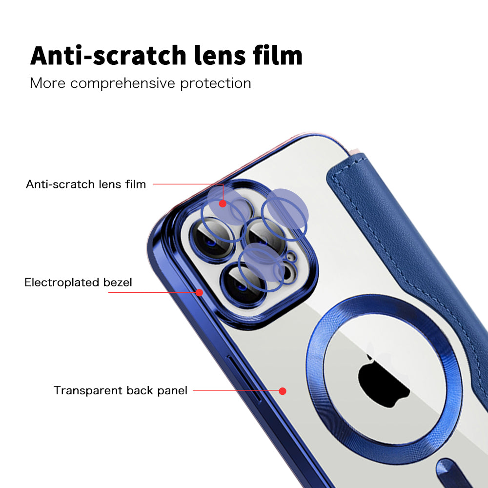 Coque MagSafe pour Apple iPhone 12 Pro, Techsuit, SmartMag Book, Bleue