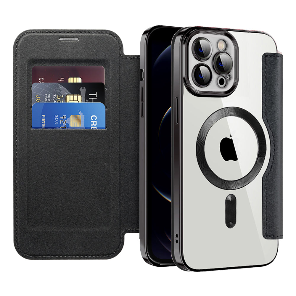 Coque MagSafe pour Apple iPhone 12 Pro, Techsuit, SmartMag Book, Noire