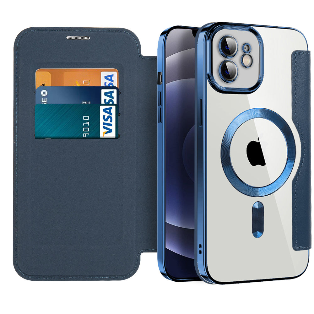 Coque MagSafe pour Apple iPhone 12, Techsuit, SmartMag Book, Bleue