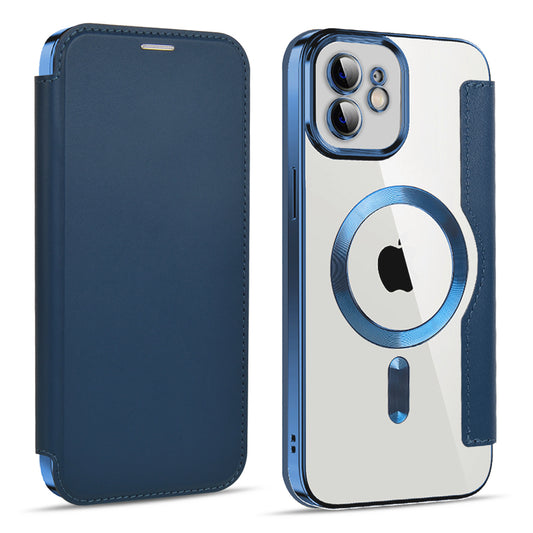 Coque MagSafe pour Apple iPhone 12, Techsuit, SmartMag Book, Bleue