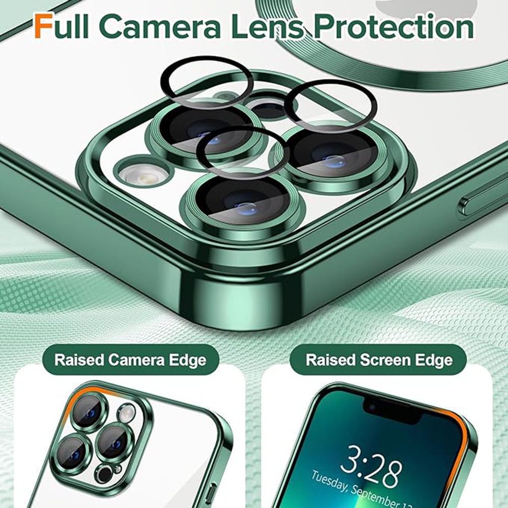 Coque MagSafe pour Apple iPhone 13 Pro Max, Techsuit, Luxury Crystal, Vert Foncé