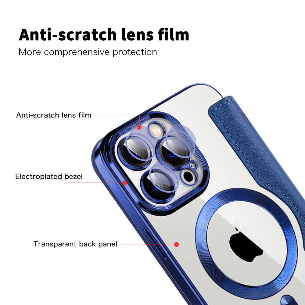 Coque MagSafe pour Apple iPhone 13 Pro Max, Techsuit, SmartMag Book, Bleue