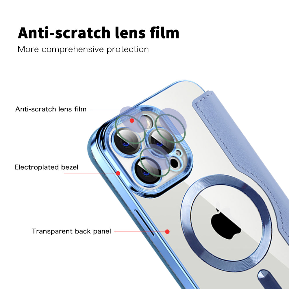 Coque MagSafe pour Apple iPhone 13 Pro Max, Techsuit, SmartMag Book, Bleu