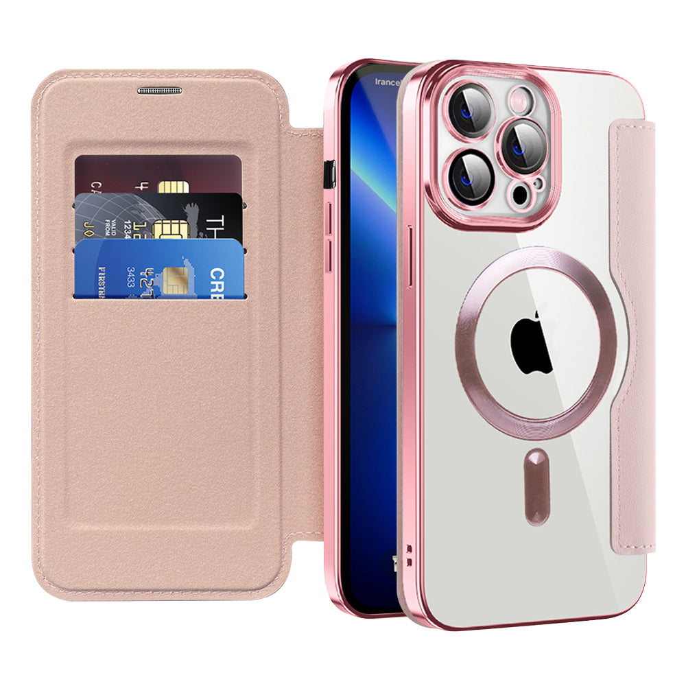 Coque MagSafe pour Apple iPhone 13 Pro Max, Techsuit, SmartMag Book, Rose