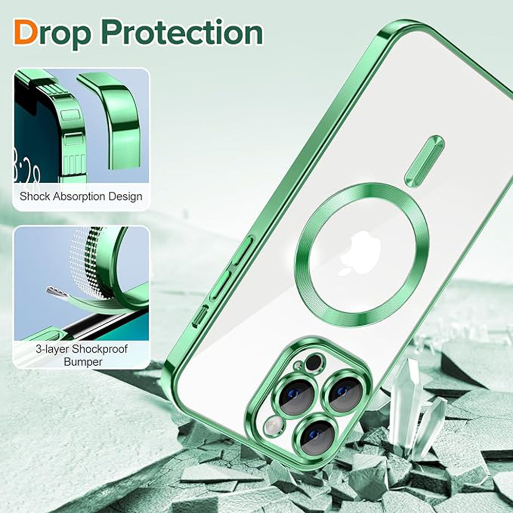 Coque MagSafe pour Apple iPhone 13 Pro, Techsuit, Luxury Crystal, Vert Clair