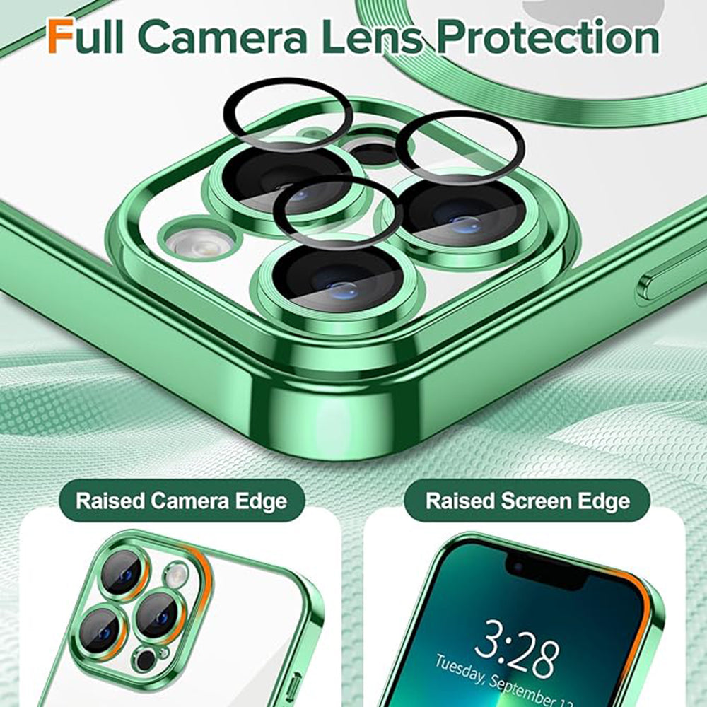 Coque MagSafe pour Apple iPhone 13 Pro, Techsuit, Luxury Crystal, Vert Clair