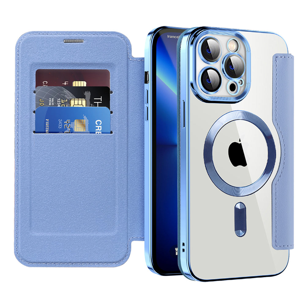 Coque MagSafe pour Apple iPhone 13 Pro, Techsuit, SmartMag Book, Bleu