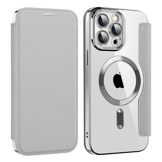 MagSafe Case for Apple iPhone 13 Pro, Techsuit, SmartMag Book, Gray