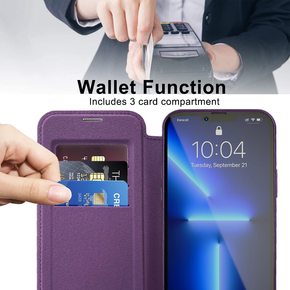 Coque MagSafe pour Apple iPhone 13 Pro, Techsuit, SmartMag Book, Violet