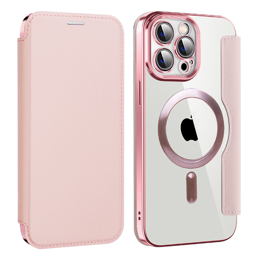 Coque MagSafe pour Apple iPhone 13 Pro, Techsuit, SmartMag Book, Rose