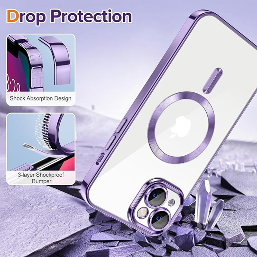 Coque MagSafe pour Apple iPhone 13, Techsuit, Luxury Crystal, Violet Clair