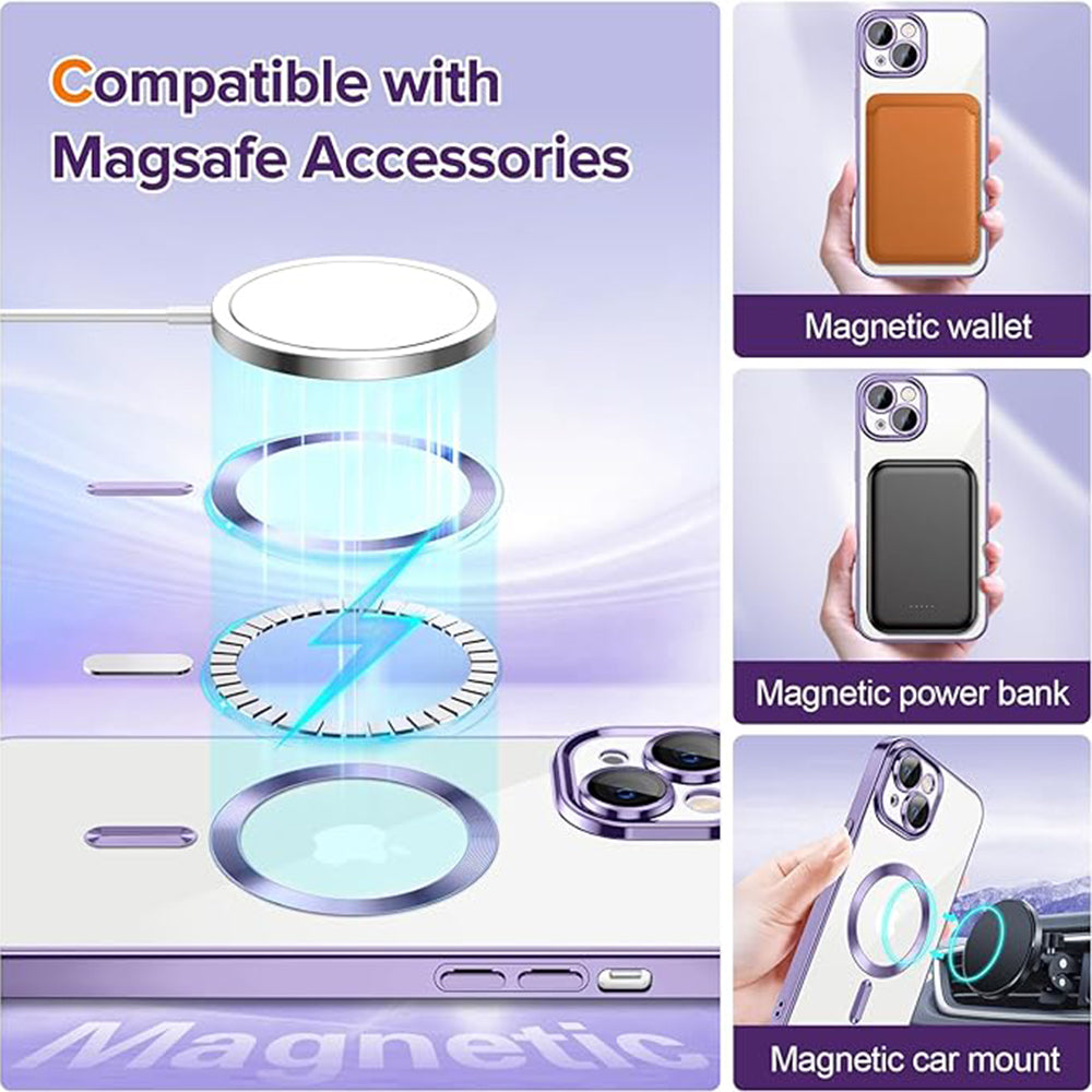 Coque MagSafe pour Apple iPhone 13, Techsuit, Luxury Crystal, Violet Clair