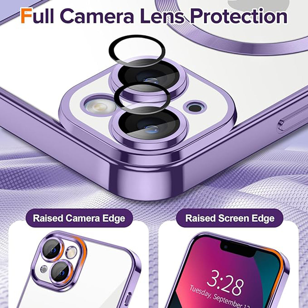 Coque MagSafe pour Apple iPhone 13, Techsuit, Luxury Crystal, Violet Clair