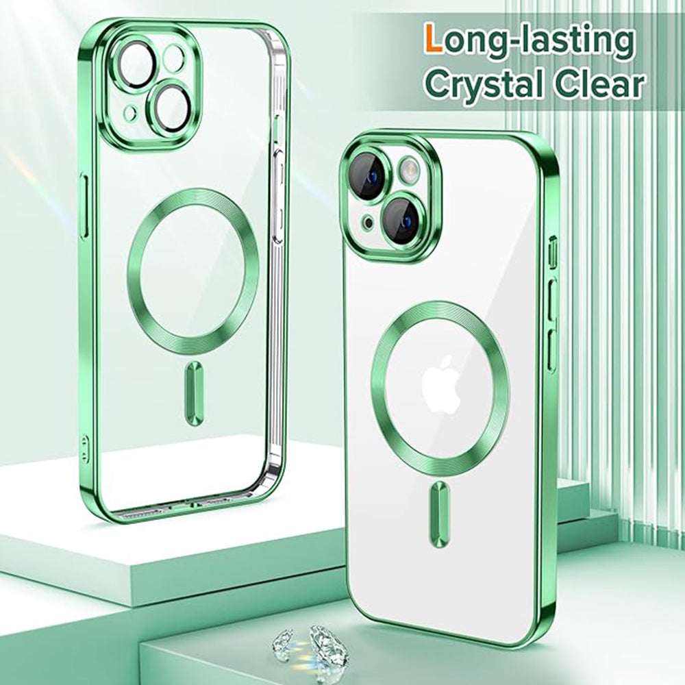Coque MagSafe pour Apple iPhone 13, Techsuit, Luxury Crystal, Vert Clair