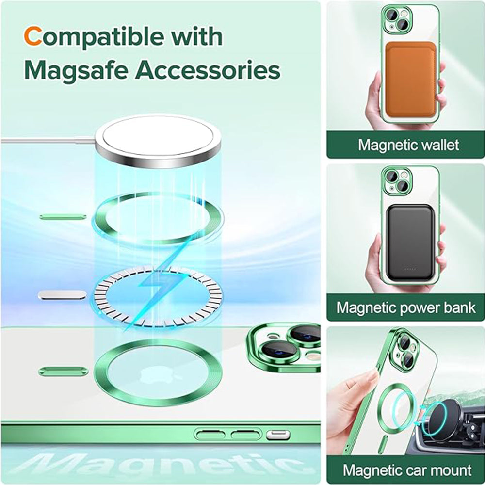 Coque MagSafe pour Apple iPhone 13, Techsuit, Luxury Crystal, Vert Clair
