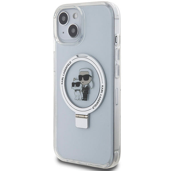 MagSafe Case for Apple iPhone 14, Karl Lagerfeld, Ring Stand Karl & Choupette, White