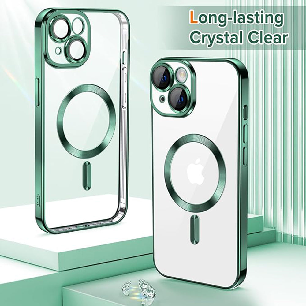 Coque MagSafe pour Apple iPhone 14 Plus, Techsuit, Luxury Crystal, Vert Foncé