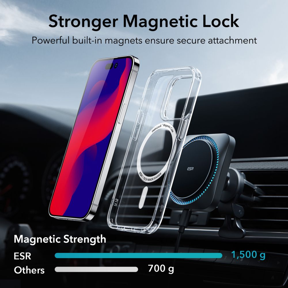 Coque MagSafe pour Apple iPhone 14 Pro, ESR, Classic Hybrid, Transparente