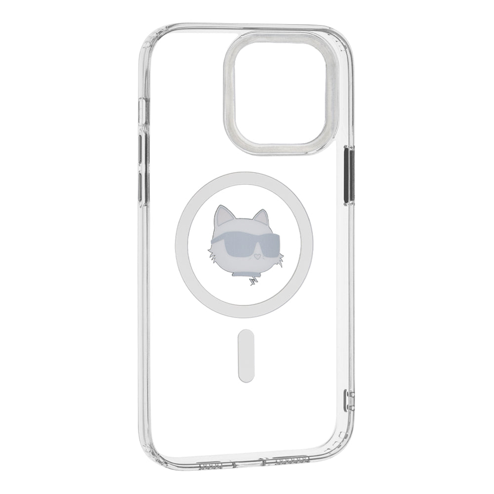 Coque MagSafe pour Apple iPhone 14 Pro Max, Karl Lagerfeld, IML Metal Choupette's Head, Blanche