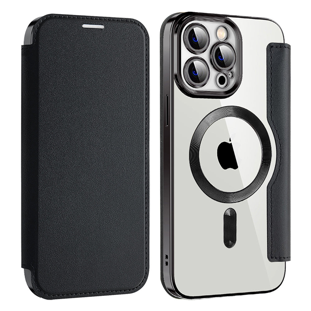 Coque MagSafe pour Apple iPhone 14 Pro Max, Techsuit, SmartMag Book, Noire