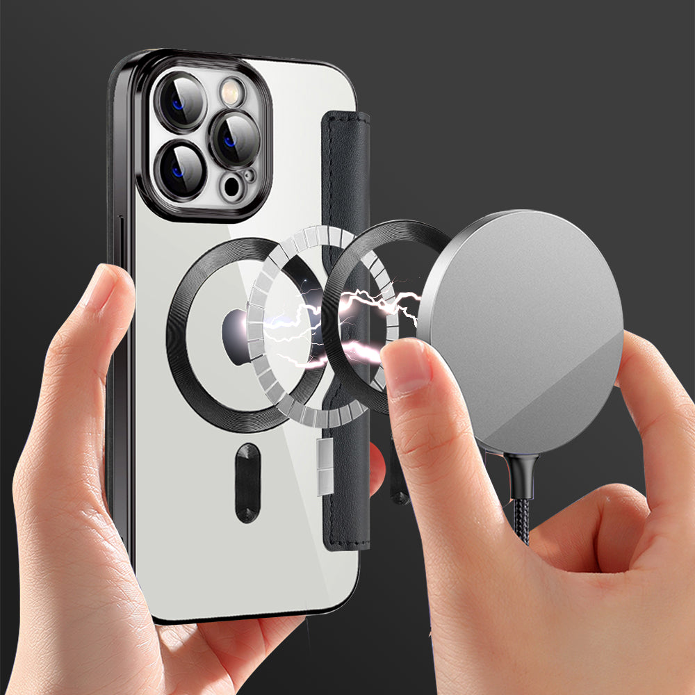 Coque MagSafe pour Apple iPhone 14 Pro Max, Techsuit, SmartMag Book, Noire