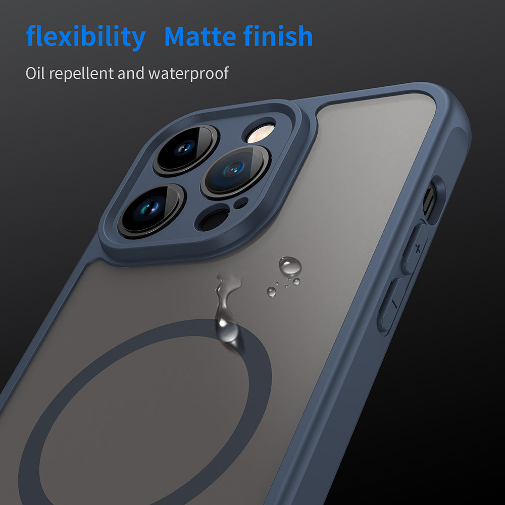 Coque MagSafe pour Apple iPhone 14 Pro, Techsuit, HaloFrost II, Bleu marine