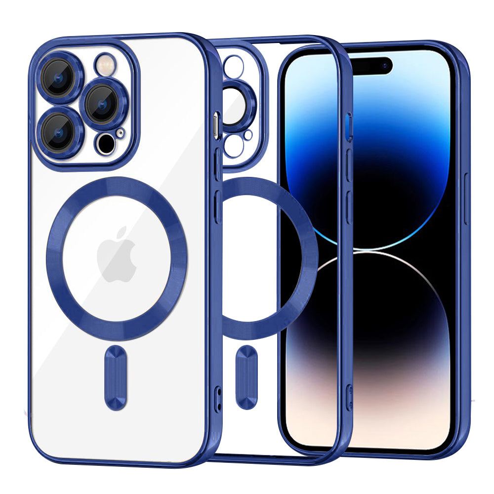 Coque MagSafe pour Apple iPhone 14 Pro, Techsuit, Luxury Crystal, Bleu Foncé