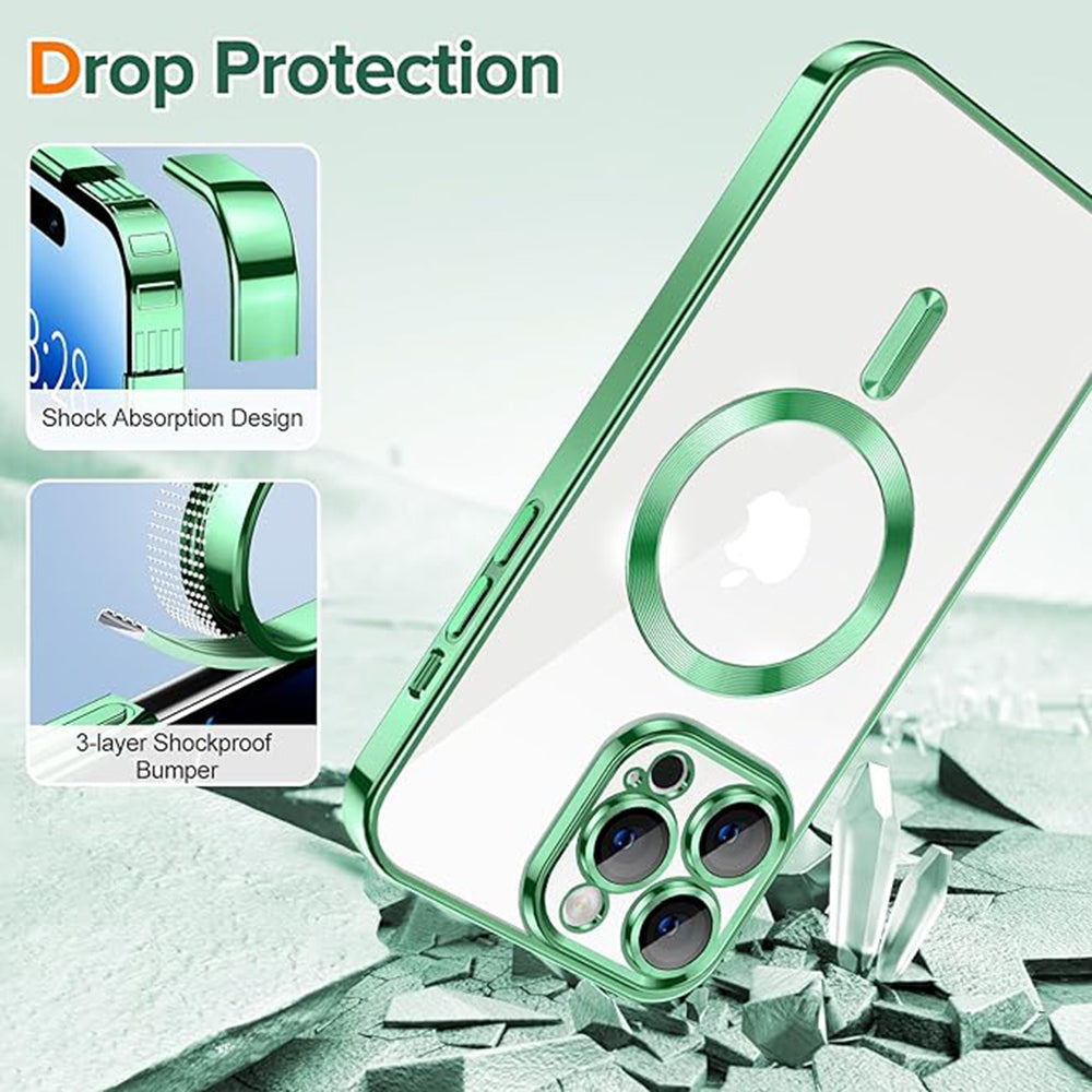 Coque MagSafe pour Apple iPhone 14 Pro, Techsuit, Luxury Crystal, Vert Clair