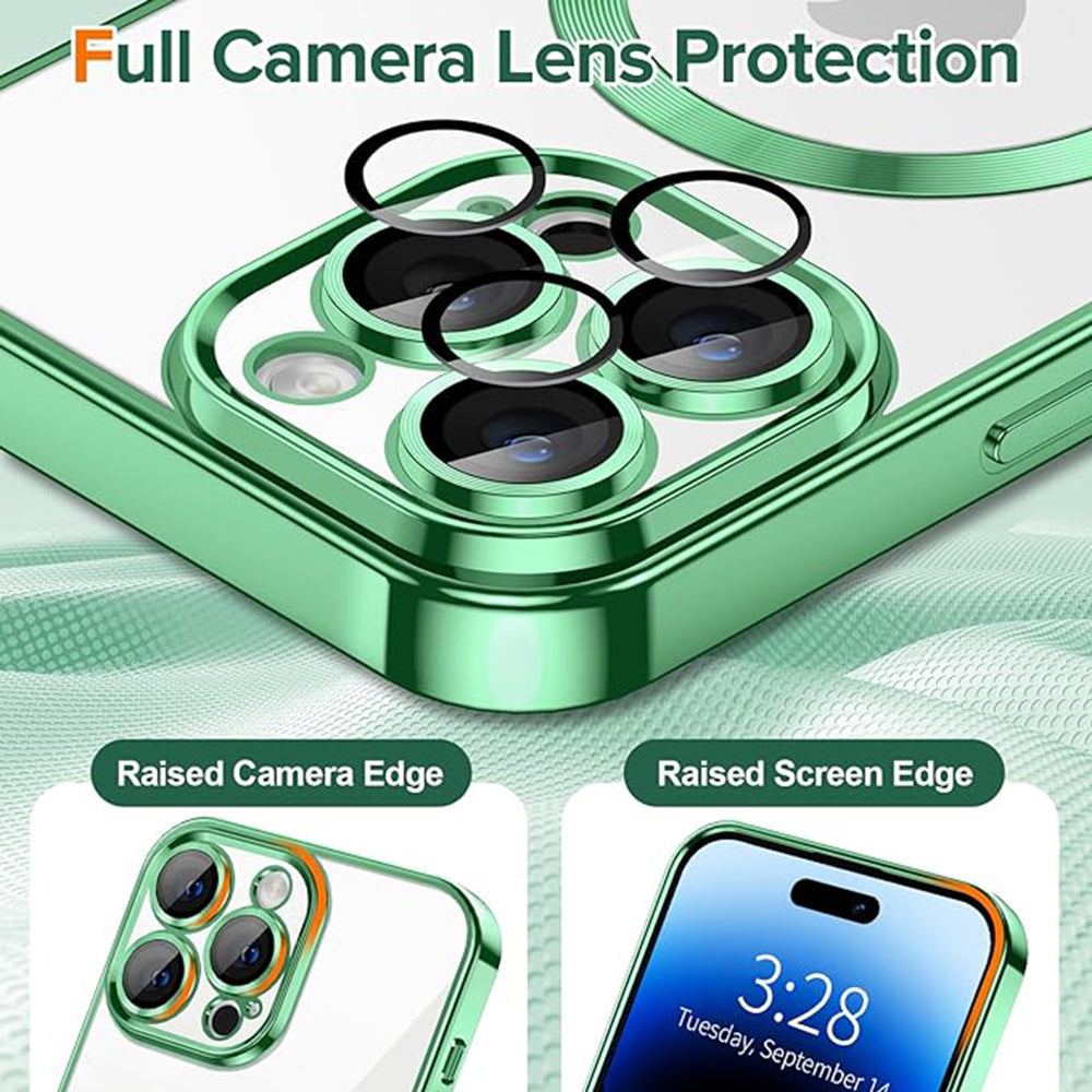 Coque MagSafe pour Apple iPhone 14 Pro, Techsuit, Luxury Crystal, Vert Clair