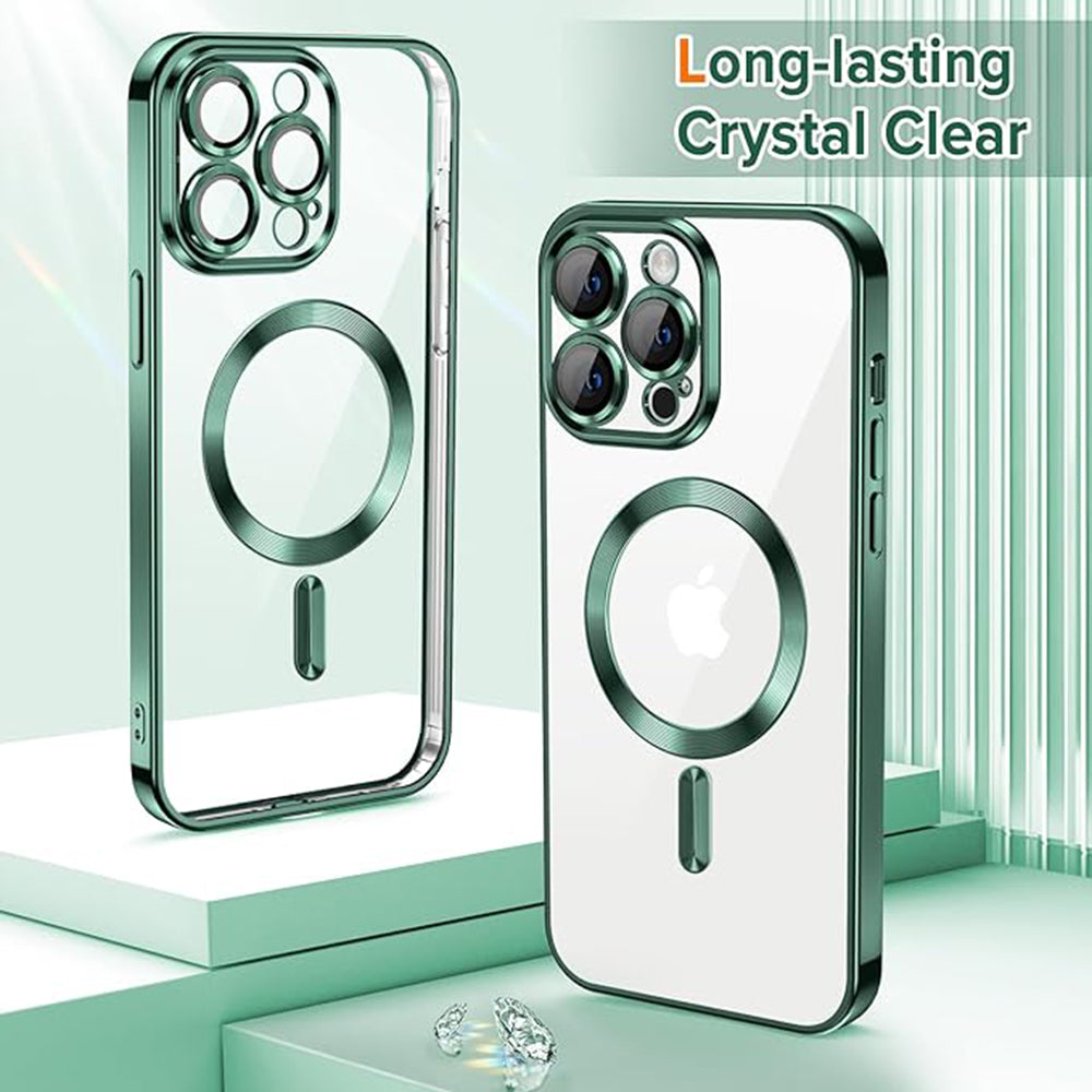 Coque MagSafe pour Apple iPhone 14 Pro, Techsuit, Luxury Crystal, Vert Foncé