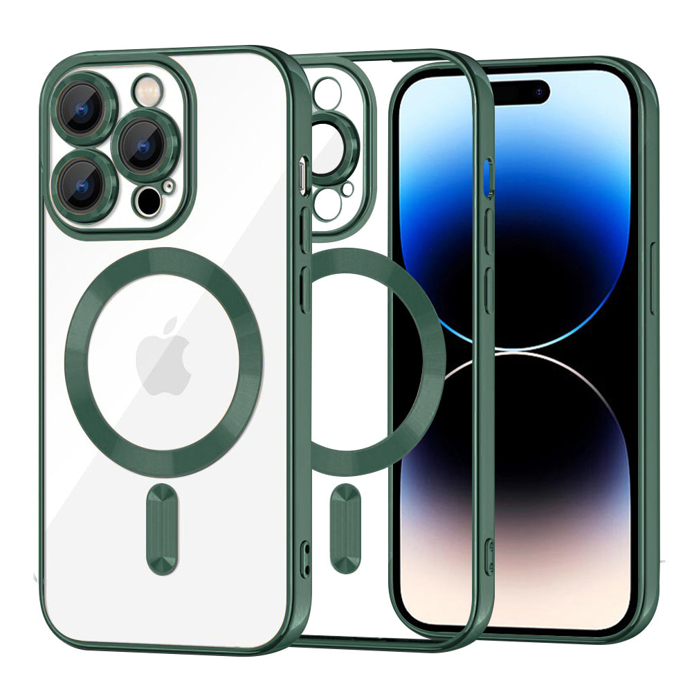 Coque MagSafe pour Apple iPhone 14 Pro, Techsuit, Luxury Crystal, Vert Foncé