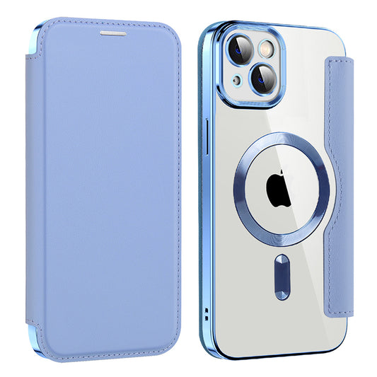 MagSafe Case for Apple iPhone 14, Techsuit, SmartMag Book, Blue