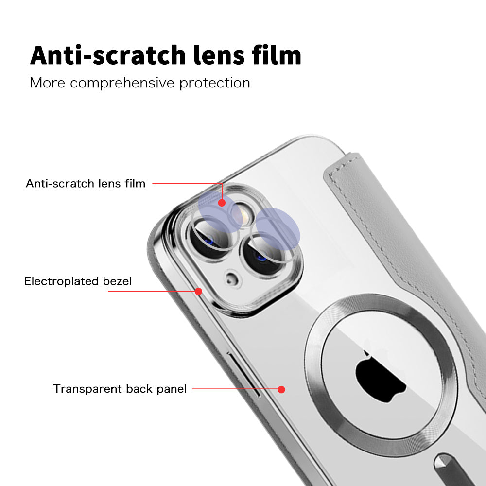 Coque MagSafe pour Apple iPhone 14, Techsuit, SmartMag Book, Gris