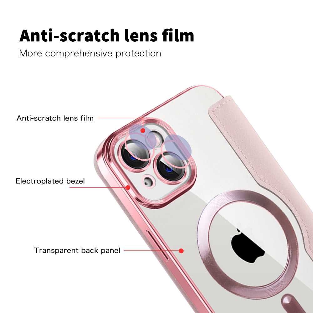 Coque MagSafe pour Apple iPhone 14, Techsuit, SmartMag Book, Rose