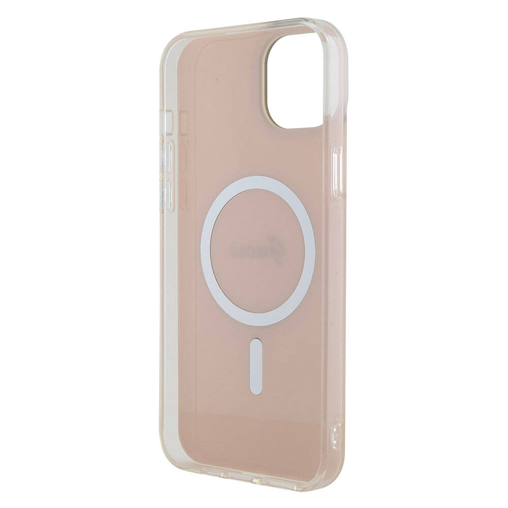 Étui MagSafe pour Apple iPhone 15, Guess, IML Iridescent Script, Rose GUHMP15SHITSP