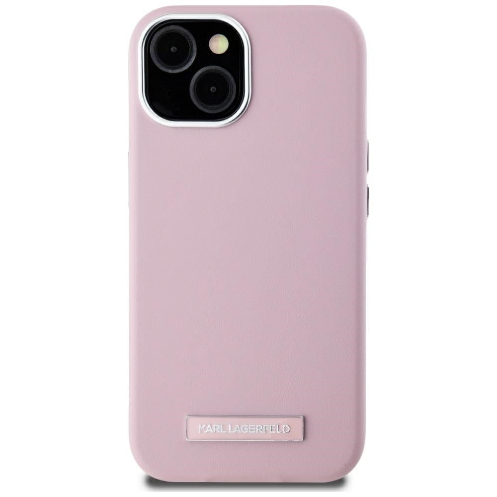Coque MagSafe pour Apple iPhone 15, Karl Lagerfeld, Plaque Métallique FW, Rose